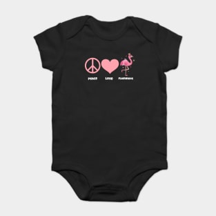 Peace, Love, & Flamingos Baby Bodysuit